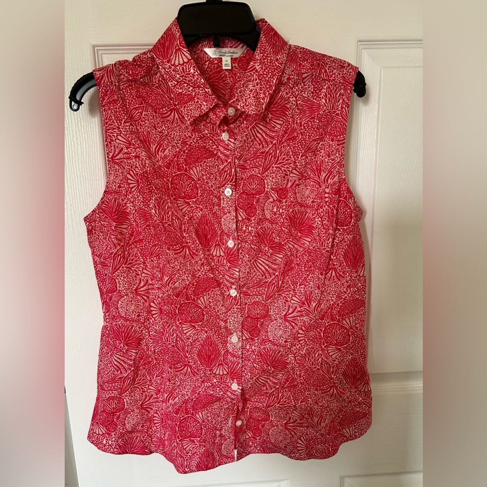 Brooks Brothers Red and White Sleeveless Button Down Shirt. Sz 14 $18